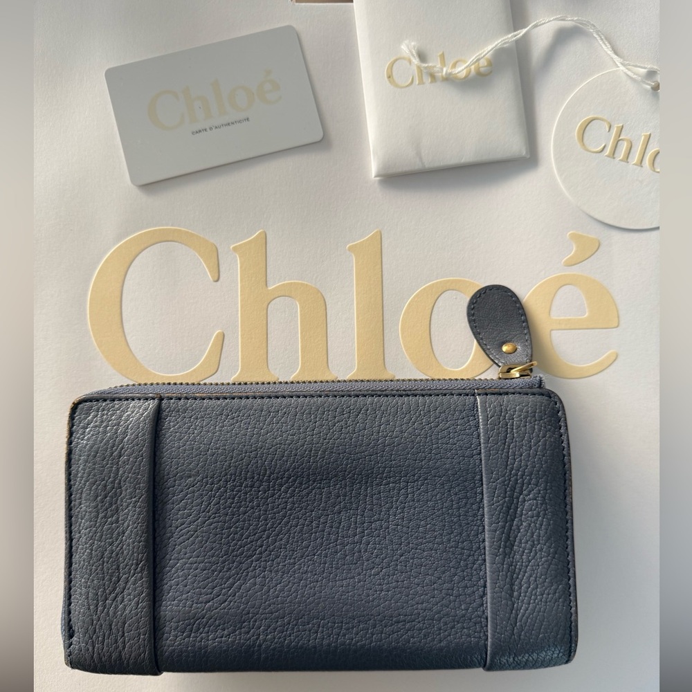 Chloe Long Wallet Leather L Shape Zipper Turn Lock - Picture 5 of 16